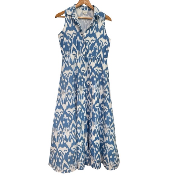 LIVRO Sleeveless Shirt Dress Cotton Poplin Tufts Blue Bouquet Size XS - Picture 1 of 6